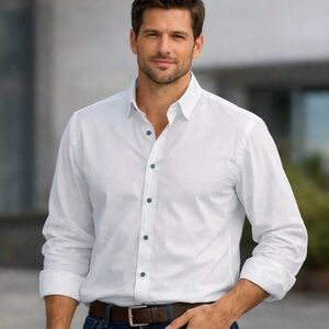 2 Men’s Dress Shirts – White + Michael Kors + Marc Ecko Designer Shirt